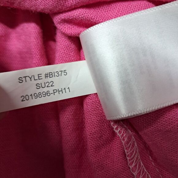 J. Crew Factory Dress Womens 6 Petite Pink Mini Linen Blend Ruffle Sleeve Tiered - Picture 9 of 11